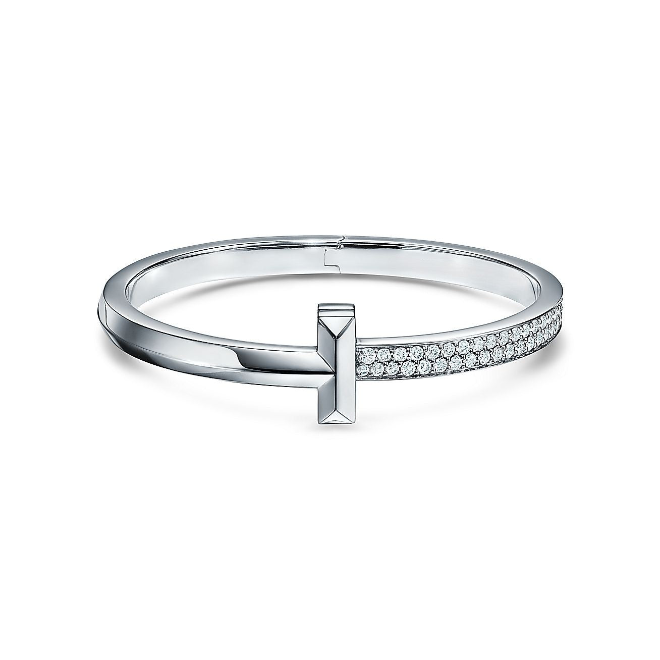 Diamor 18K T1 Wide Diamond Hinged Bracelet