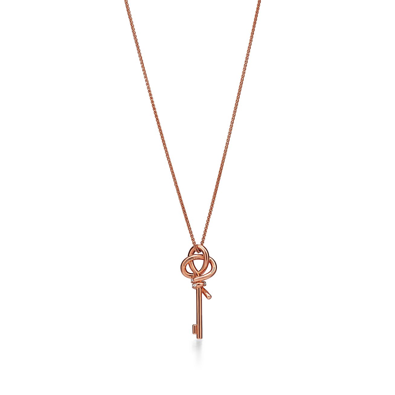 Diamor 18K T Keys Woven Diamonds Medium Necklace