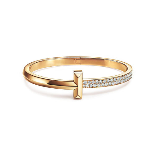 Diamor 18K T1 Wide Diamond Hinged Bracelet