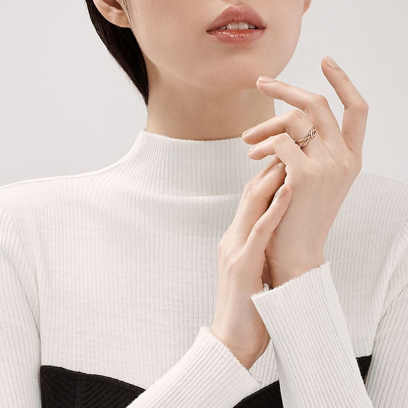 Diamor 18K Knot Double Row Ring