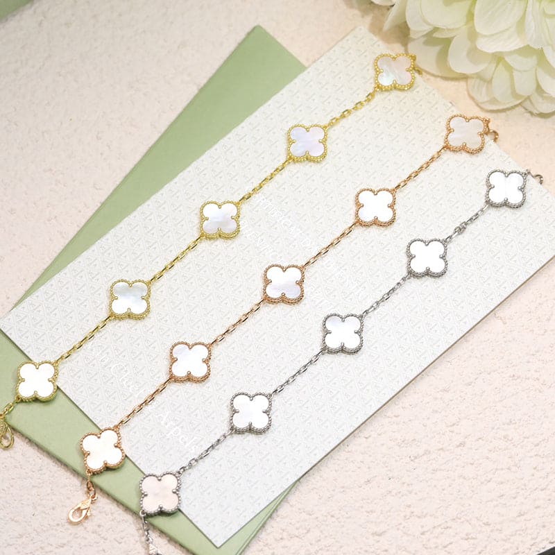 Diamor 18K Vintage Alhambra Five Motifs Pearl Bracelet