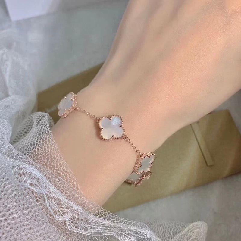Diamor 18K Vintage Alhambra Five Motifs Pearl Bracelet