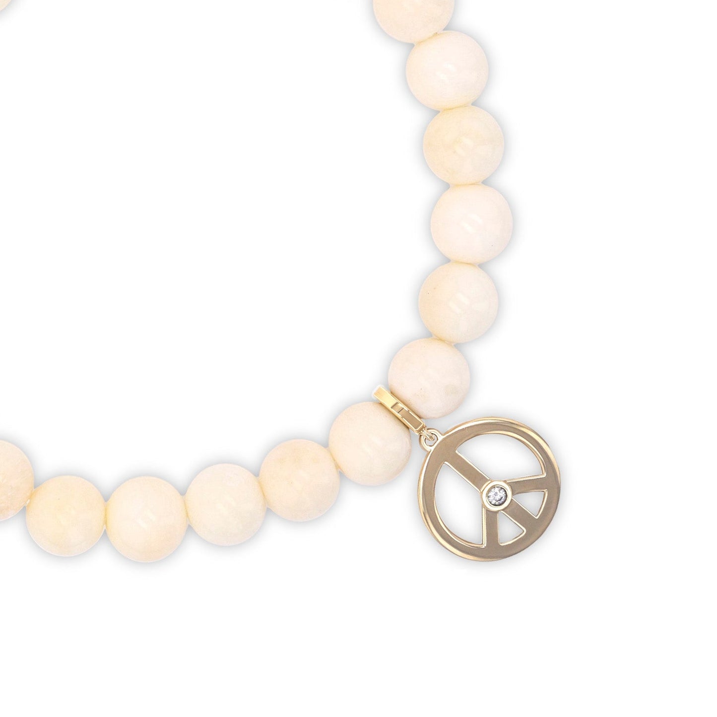 18K Bone Bracelet with Peace Sign Charm