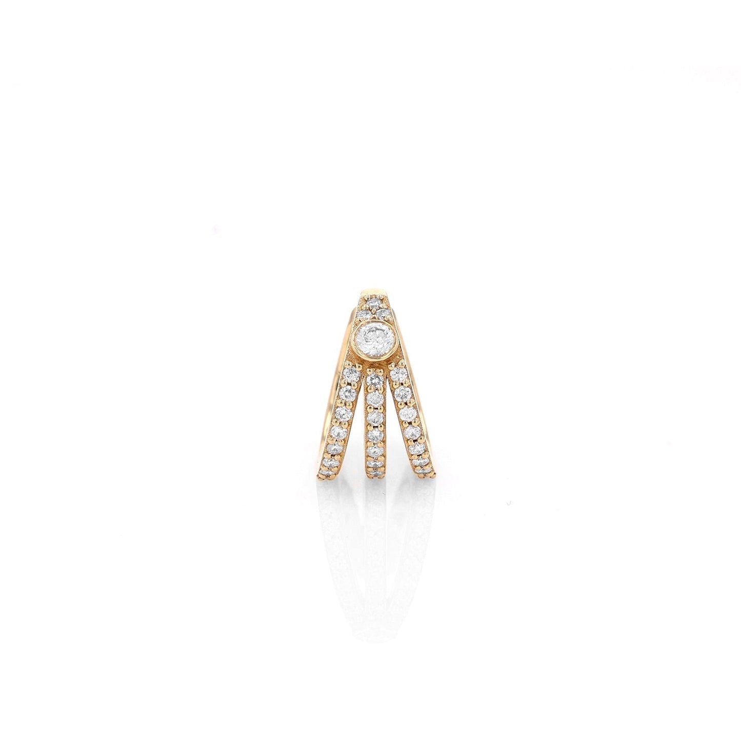 18K Diamond 3 Ray with Diamond Bezel Ear Cuff