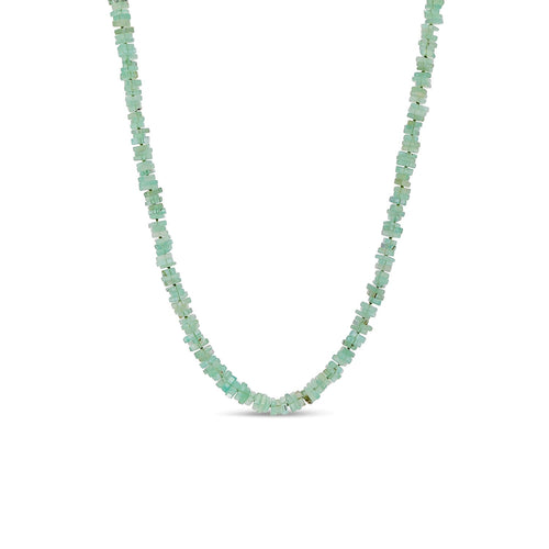 18K Green Beryl Heishi Bead Necklace