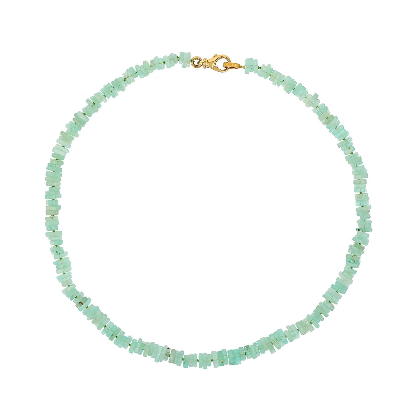 18K Green Beryl Heishi Bead Necklace