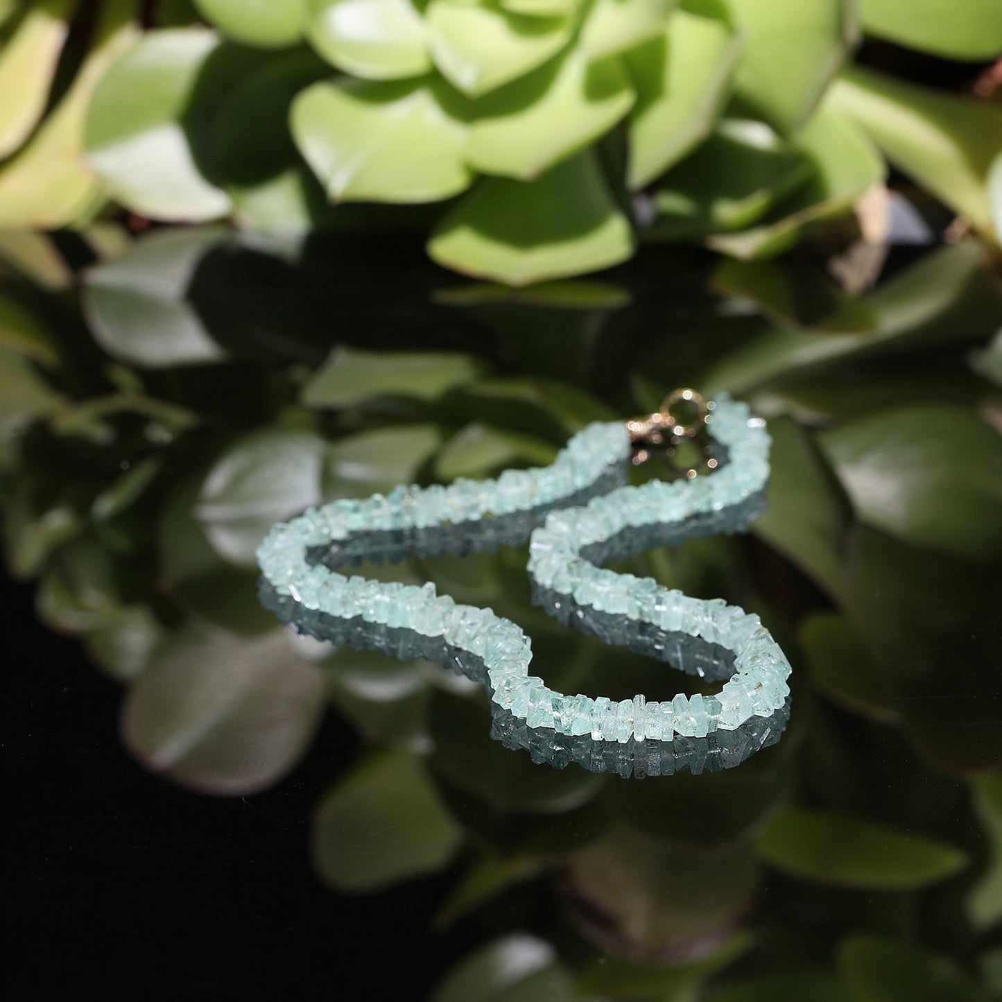 18K Green Beryl Heishi Bead Necklace