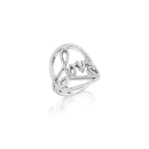 18K Diamond Heartstring LOVE Ring