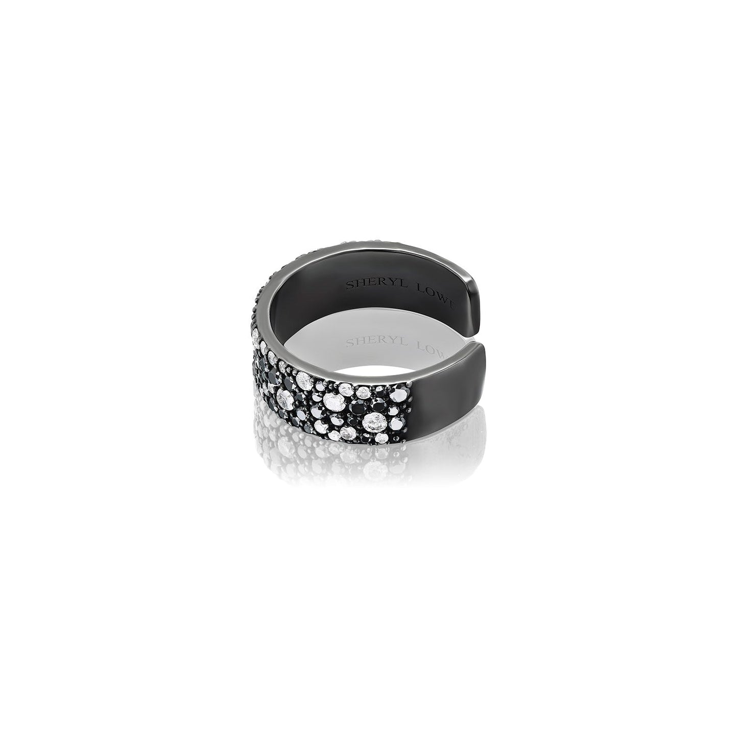 18K Black and White Cobblestone Diamond Mini Cuff Ring