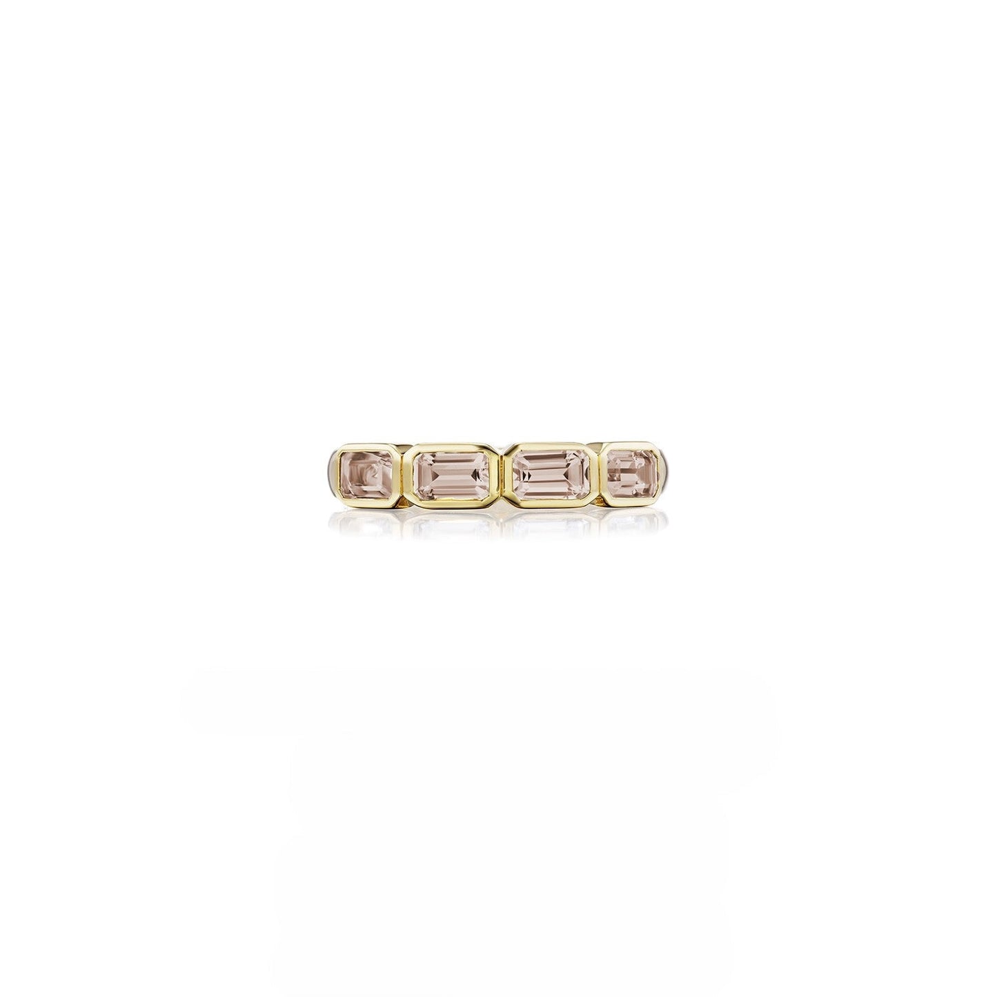 18K Pink Tourmaline Emerald Cut Stacking Band Ring