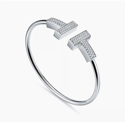 Diamor 18K T Wide Diamond Wire Bracelet