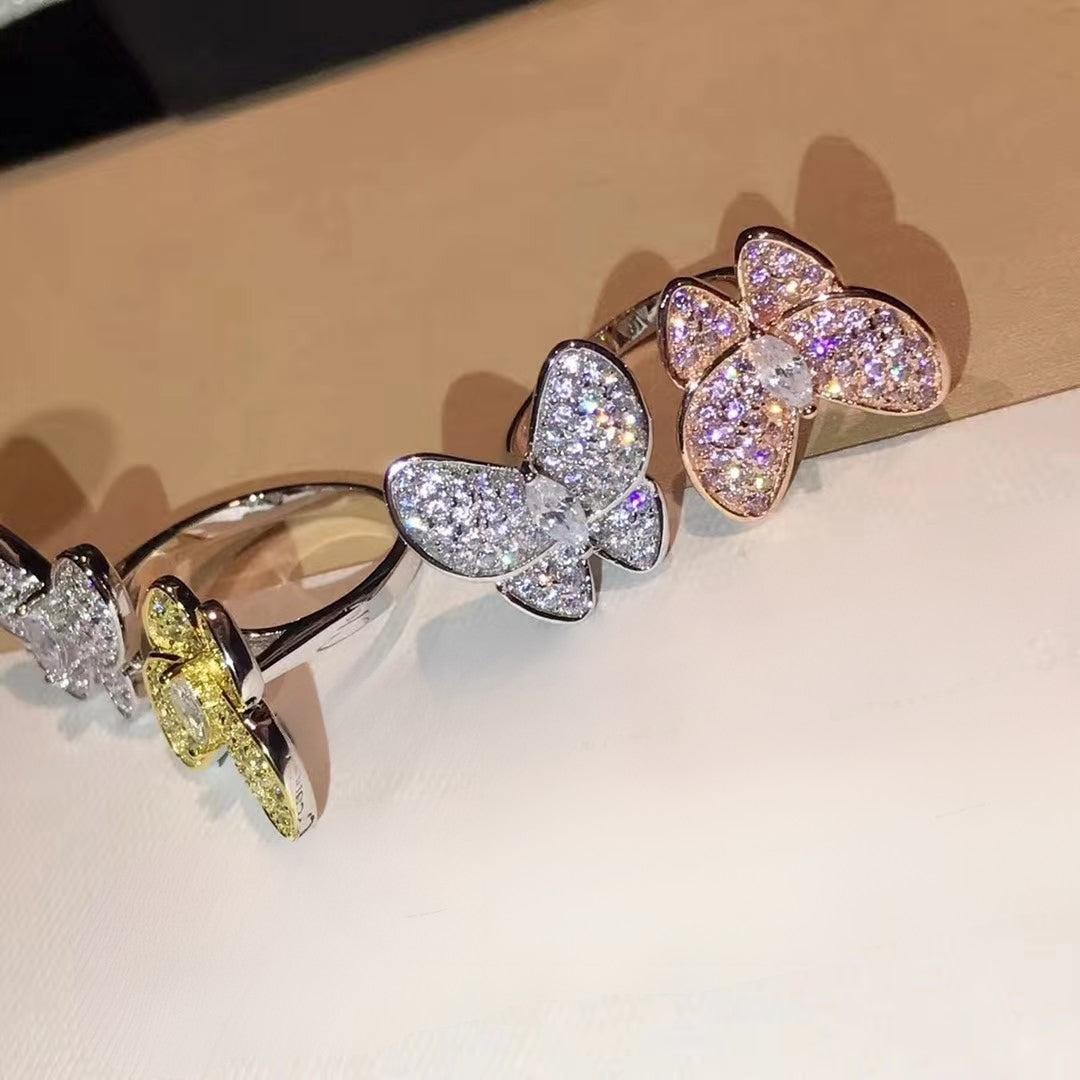 Diamor 18K Two Butterfly Between the Finger Ring