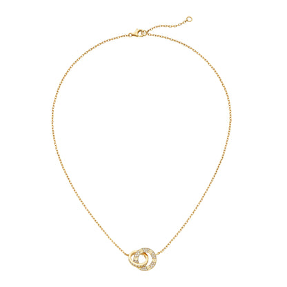 Diamor 18K Love Pendant Necklace, Double-Ring, Diamond-Paved