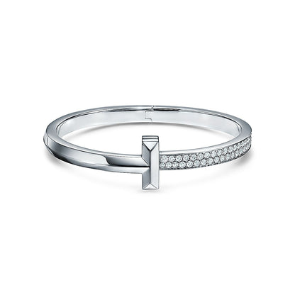 Diamor 18K T1 Wide Diamond Hinged Bracelet