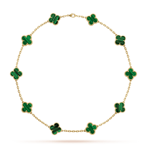 18K Vintage Alhambra Malachite 10 Motifs Necklace