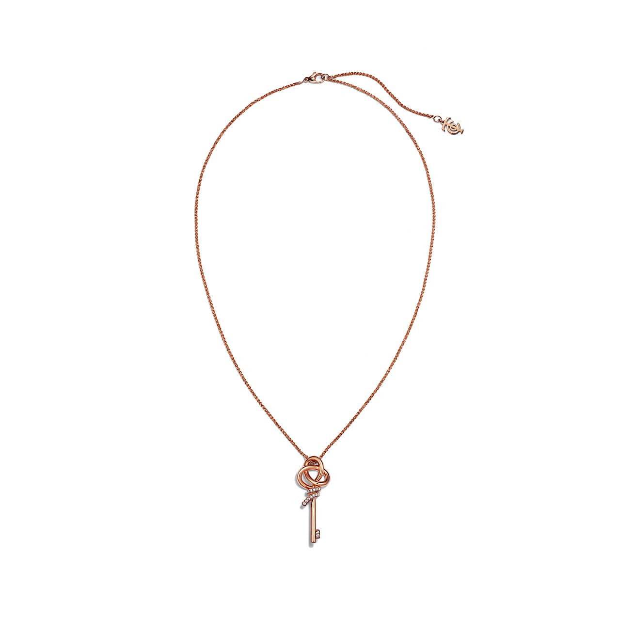 Diamor 18K T Keys Woven Diamonds Medium Necklace