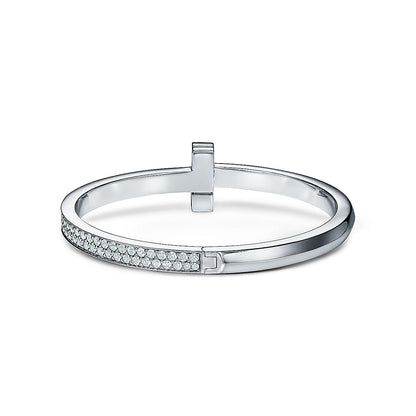 Diamor 18K T1 Wide Diamond Hinged Bracelet