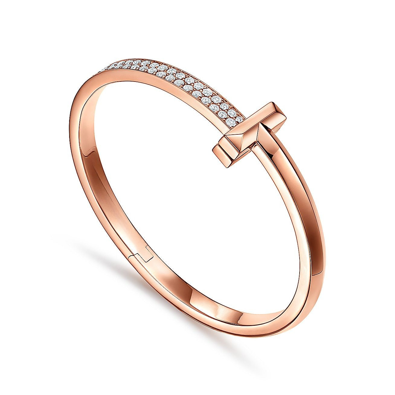 Diamor 18K T1 Wide Diamond Hinged Bracelet