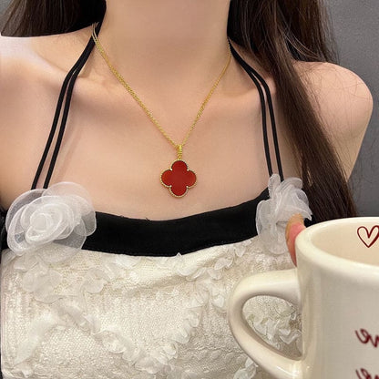 Diamor 18K Magic Alhambra One Motifs Carnelian Clover Necklace