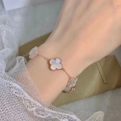 Diamor 18K Vintage Alhambra Five Motifs Pearl Bracelet