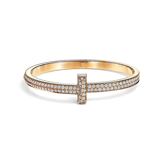 Diamor 18K T1 Wide Diamond Hinged Bangle Bracelet