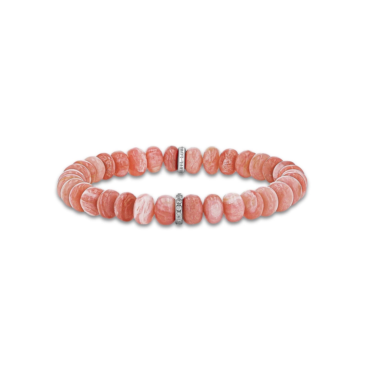 18K Pink Opal Beaded Bracelet with Diamond Rondelle - 8mm