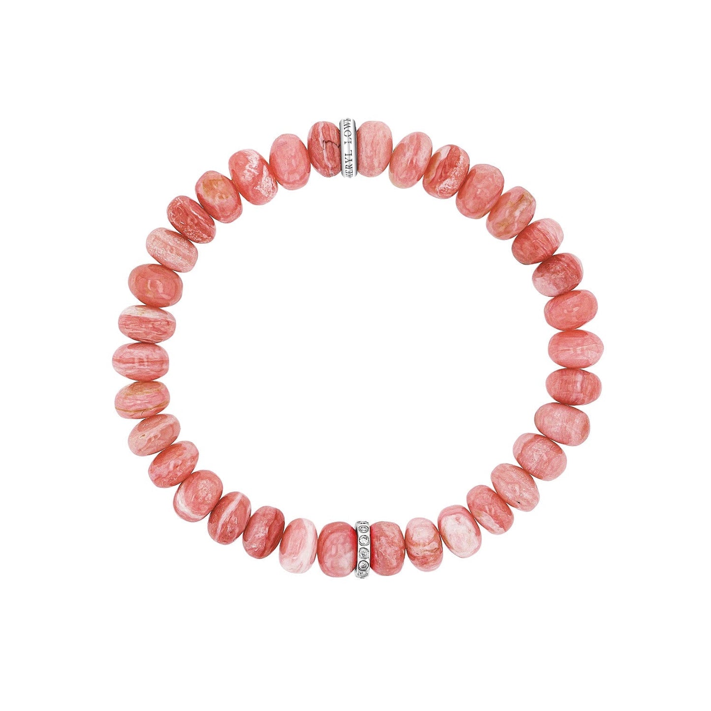 18K Pink Opal Beaded Bracelet with Diamond Rondelle - 8mm