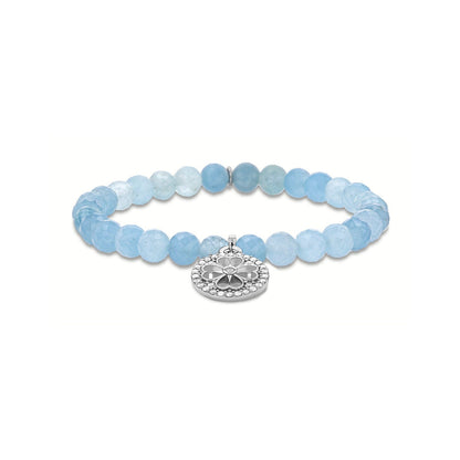 18K Aquamarine Bracelet with Diamond Open Clover Charm