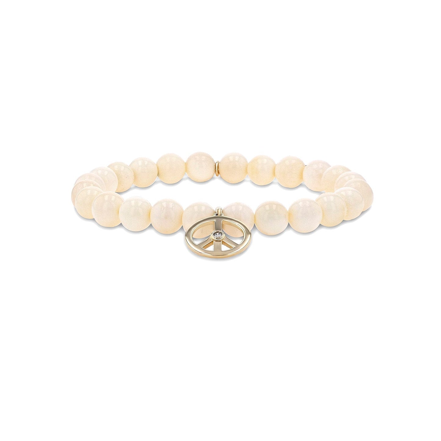 18K Bone Bracelet with Peace Sign Charm