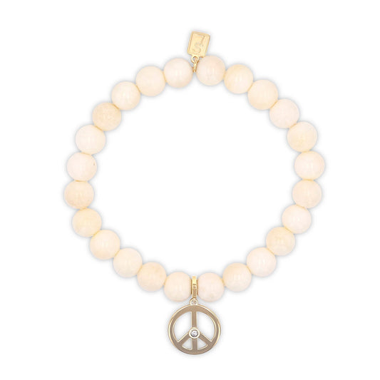 18K Bone Bracelet with Peace Sign Charm