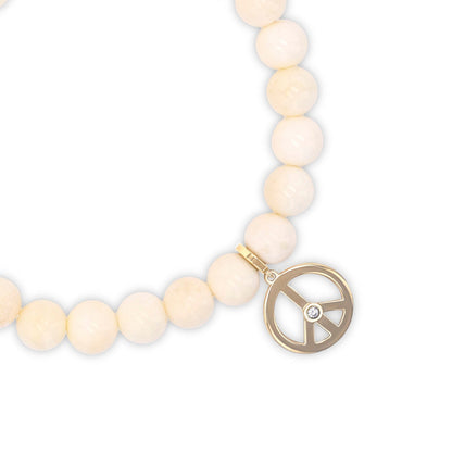 18K Bone Bracelet with Peace Sign Charm