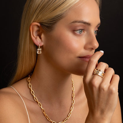 18K Aquamarine Emerald Cut Stacking Band Ring