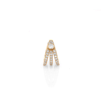 18K Diamond 3 Ray with Diamond Bezel Ear Cuff