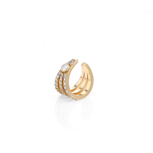 18K Diamond 3 Ray with Diamond Bezel Ear Cuff