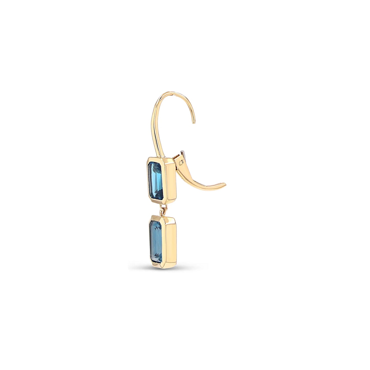 18K London Blue Topaz Two Stone Drop Earrings