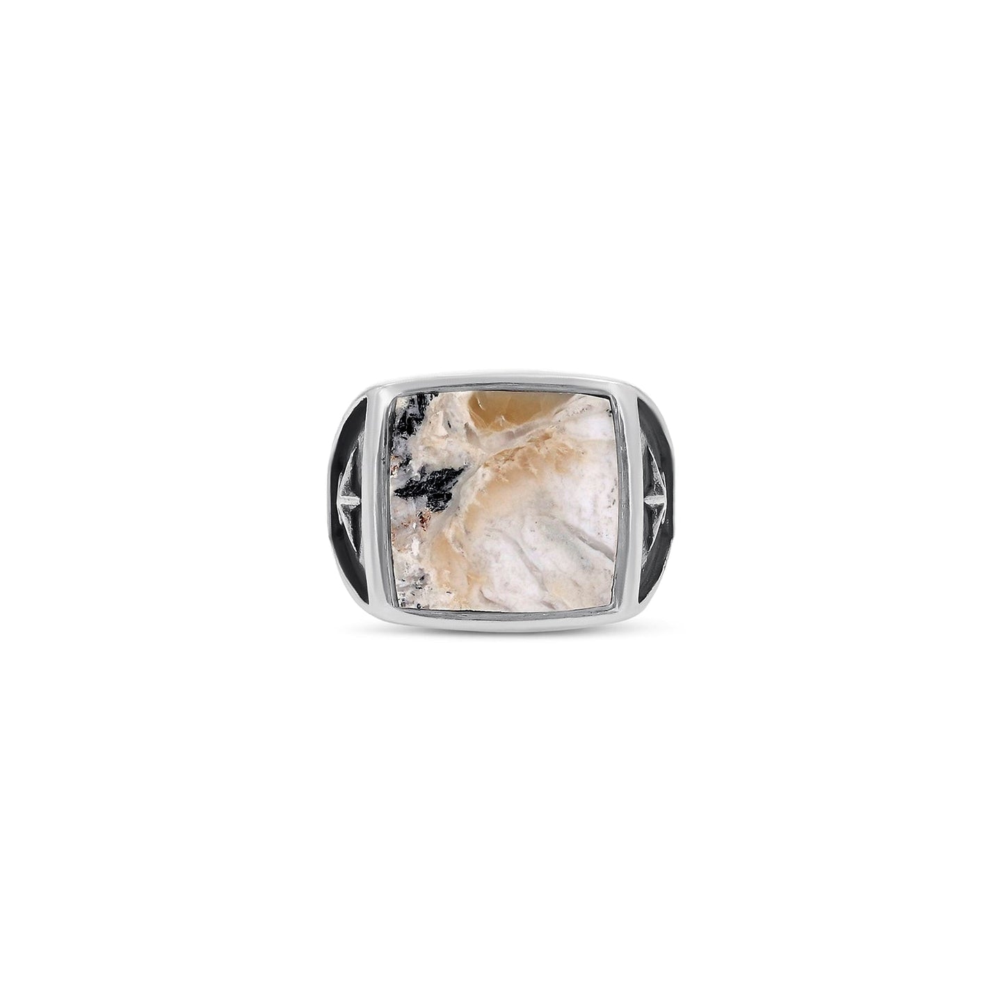 18K Sonoran White Buffalo Square Ring