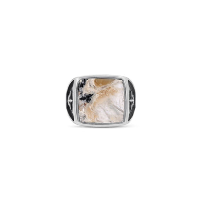18K Sonoran White Buffalo Square Ring