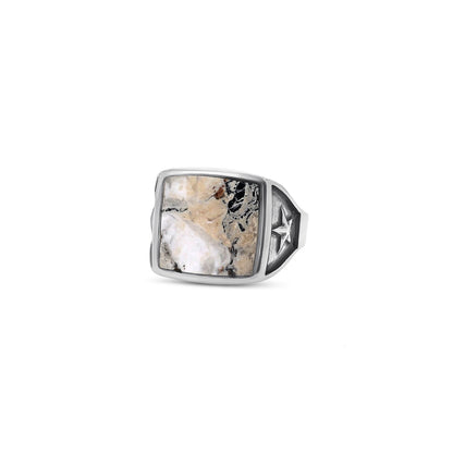 18K Sonoran White Buffalo Square Ring