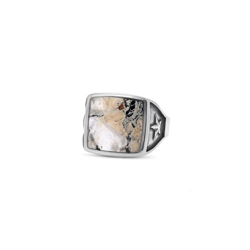 18K Sonoran White Buffalo Square Ring