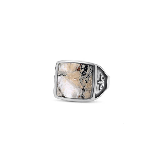 18K Sonoran White Buffalo Square Ring