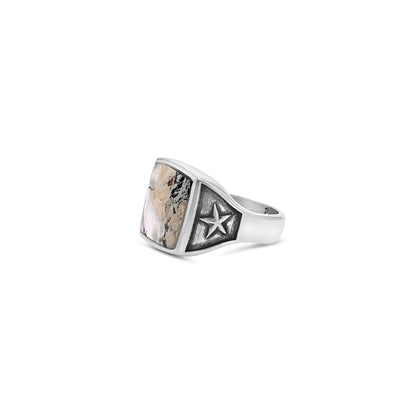 18K Sonoran White Buffalo Square Ring