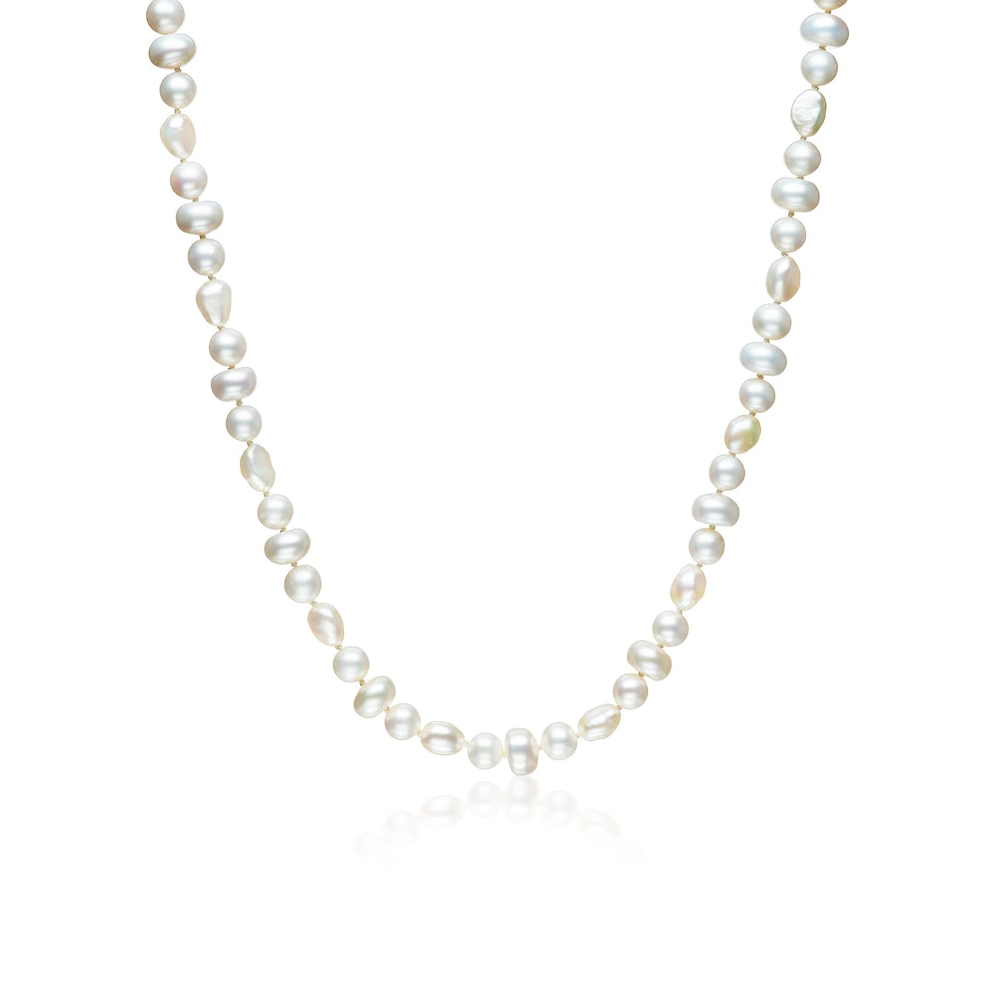 18K White Pearl Knotted Necklace