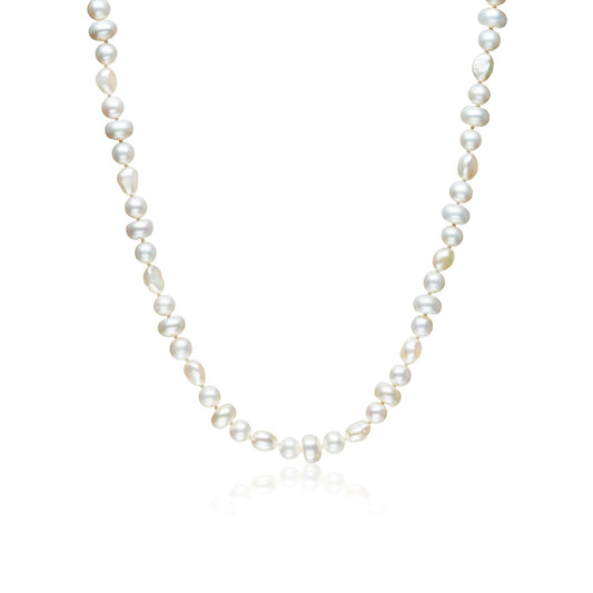 18K White Pearl Knotted Necklace