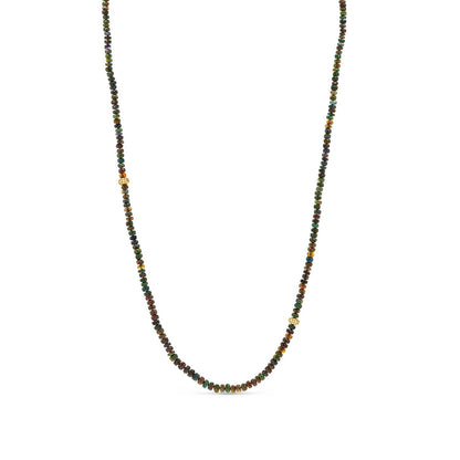 18K Black Ethiopian Opal Layering Necklace with Diamond Donuts