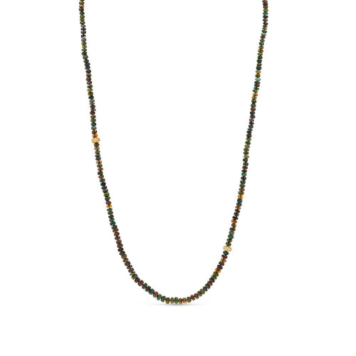 18K Black Ethiopian Opal Layering Necklace with Diamond Donuts