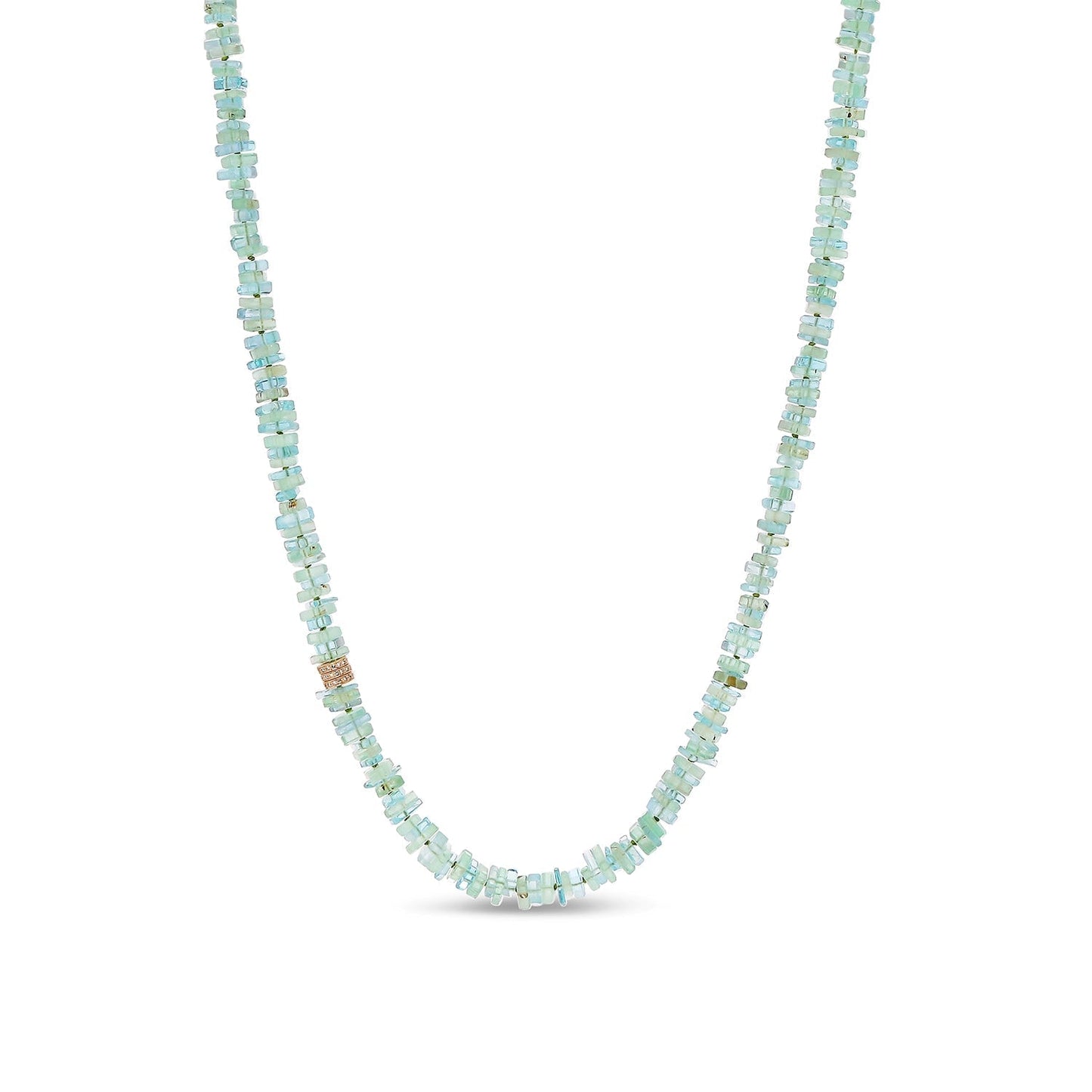 18K Aquamarine & Green Beryl Heishi Bead Necklace