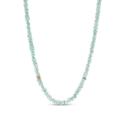 18K Aquamarine & Green Beryl Heishi Bead Necklace