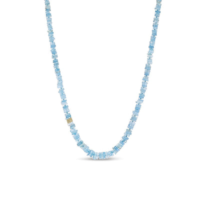 18K Aquamarine Heishi Bead Necklace