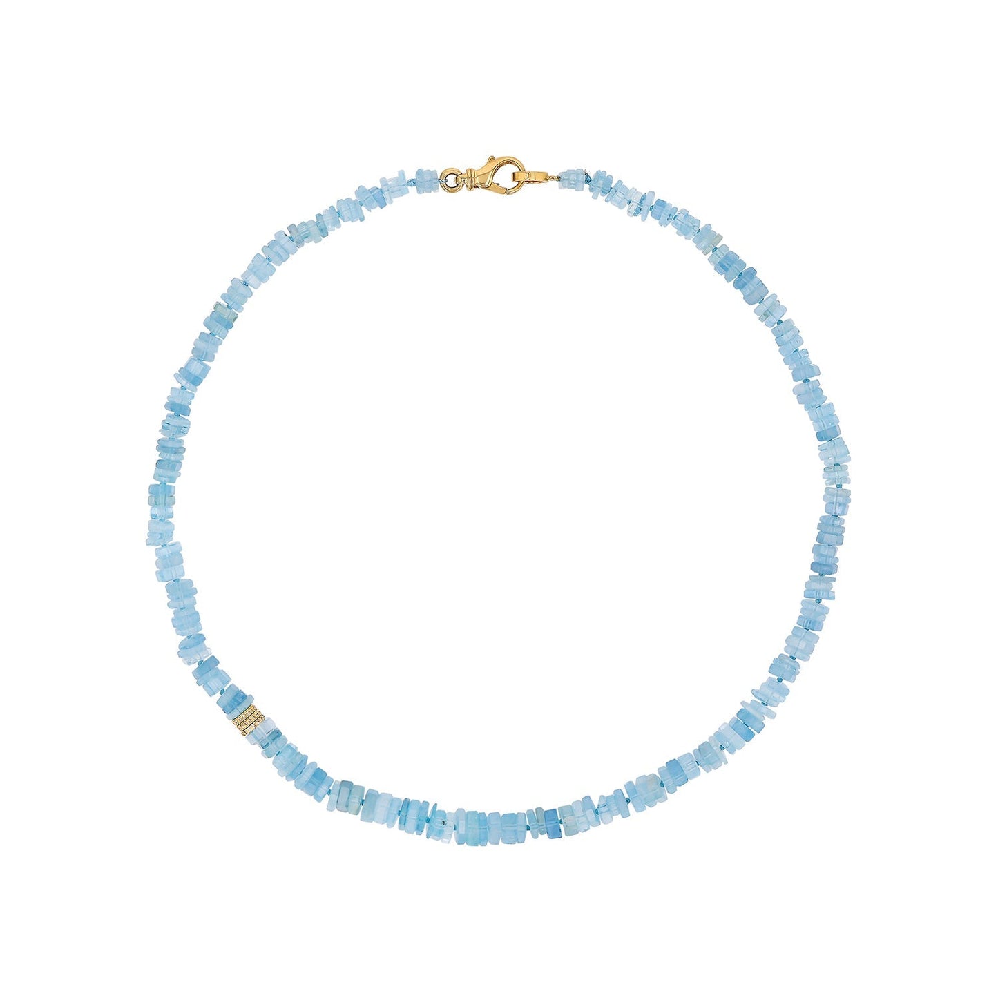18K Aquamarine Heishi Bead Necklace