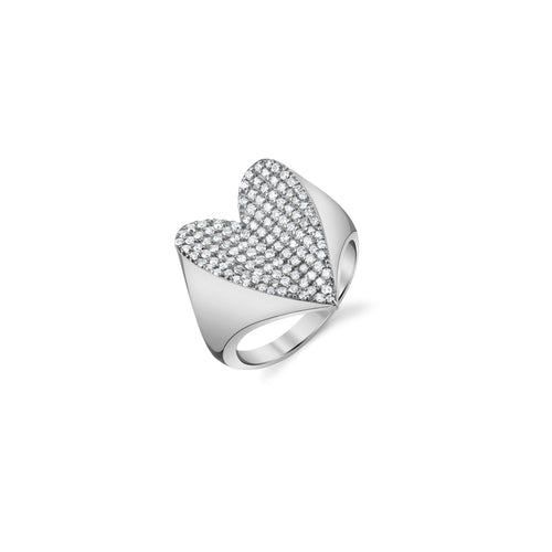 18K Pave Diamond Folded Heart Ring